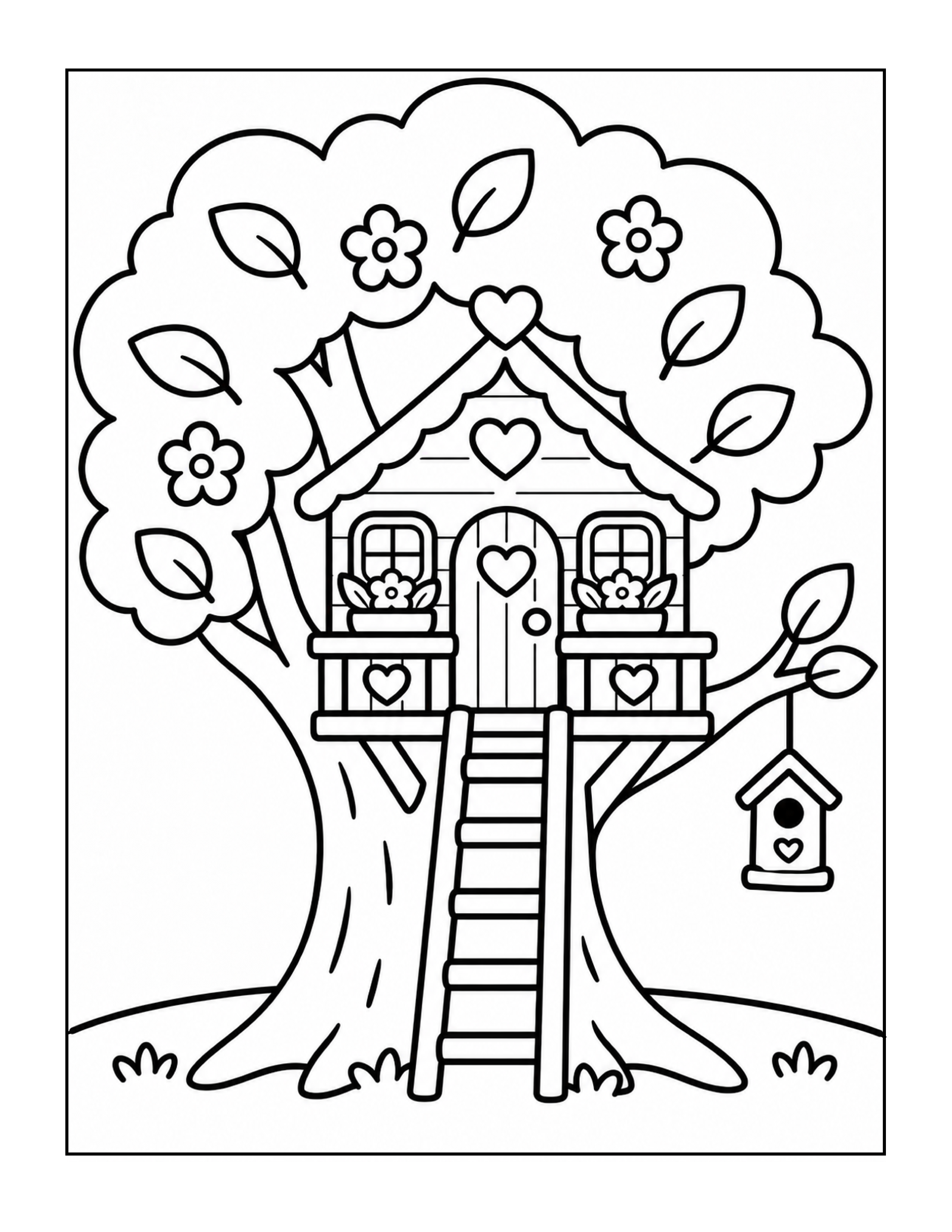 Cozy Treehouse to Color coloring page