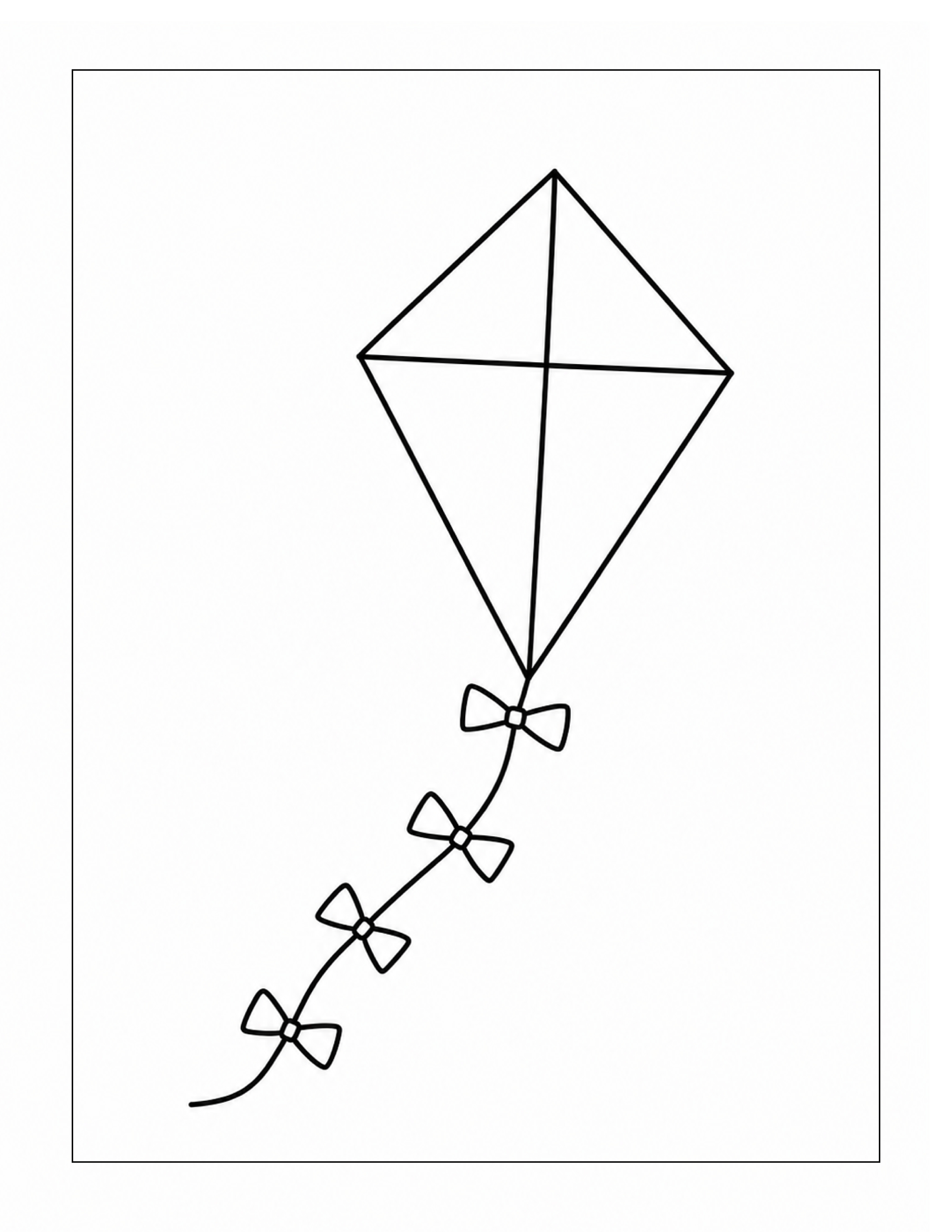 Easy kite with bow tail coloring page