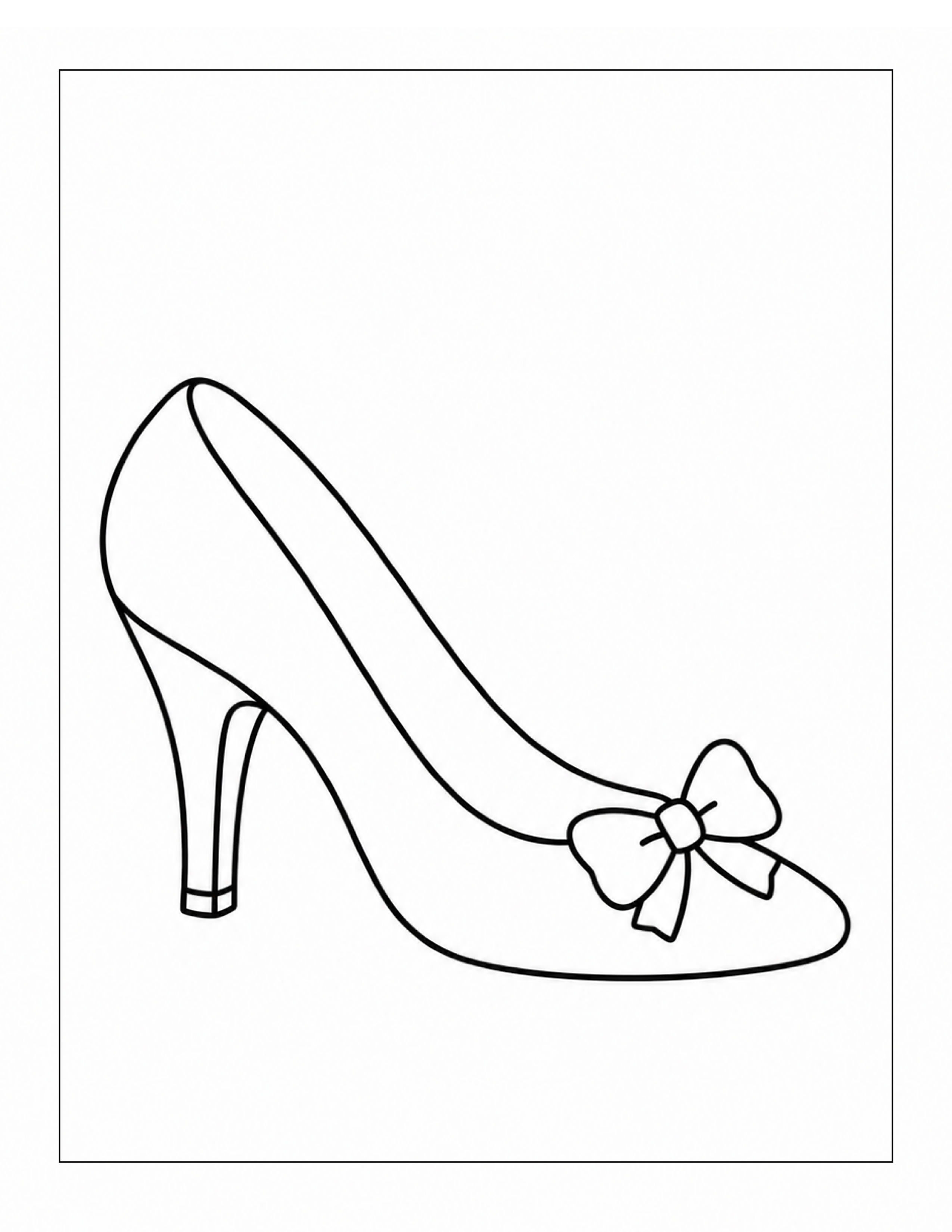 Elegant high heel shoe with a bow bold and easy coloring page