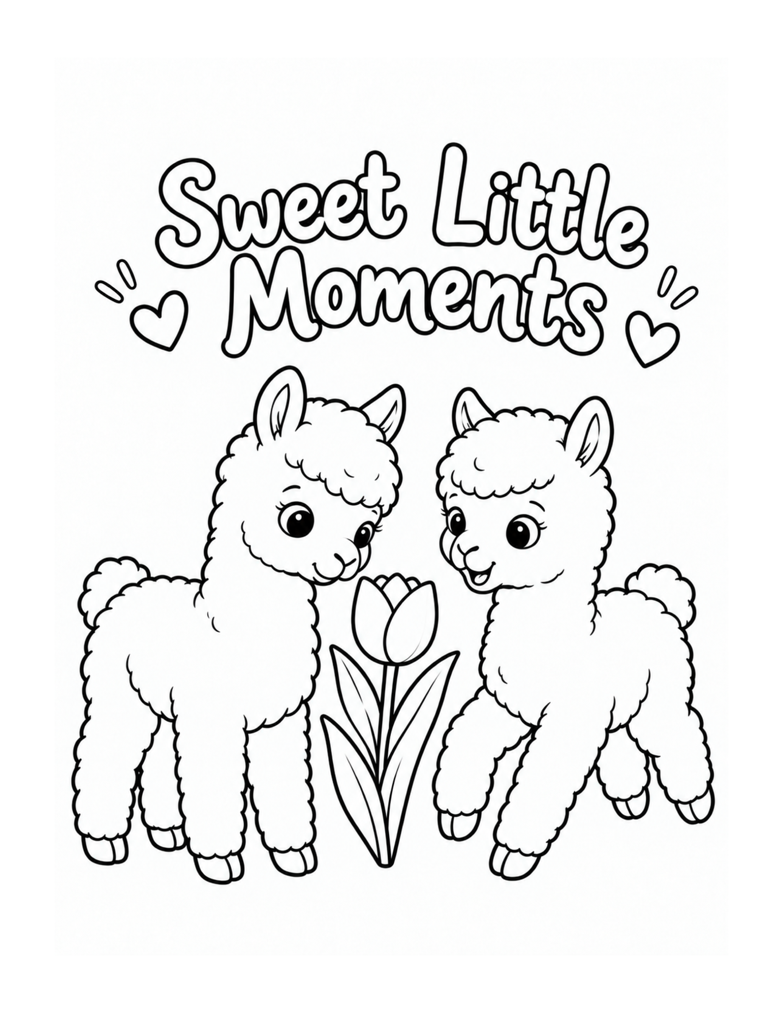 Two cute llamas easy inspirational coloring page