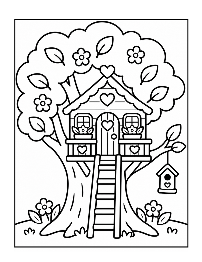 cozy-treehouse-to-color coloring page