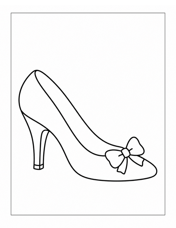 Elegant high heel shoe with a bow bold and easy coloring page