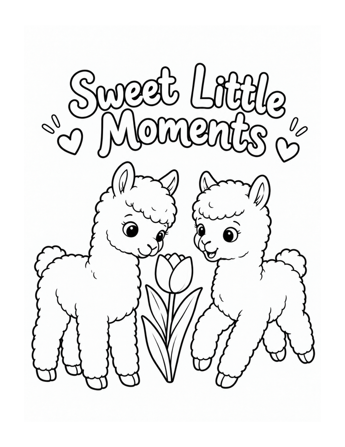 Two cute llamas easy inspirational coloring page