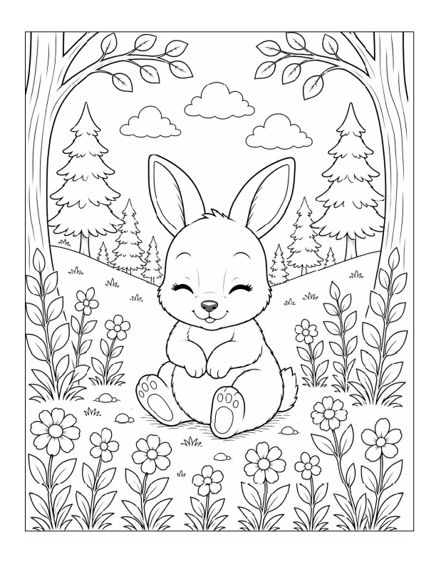Free printable cute bunny coloring page