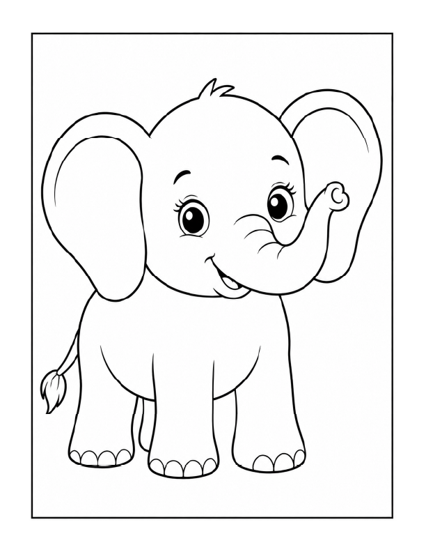 Free printable easy elephant coloring page