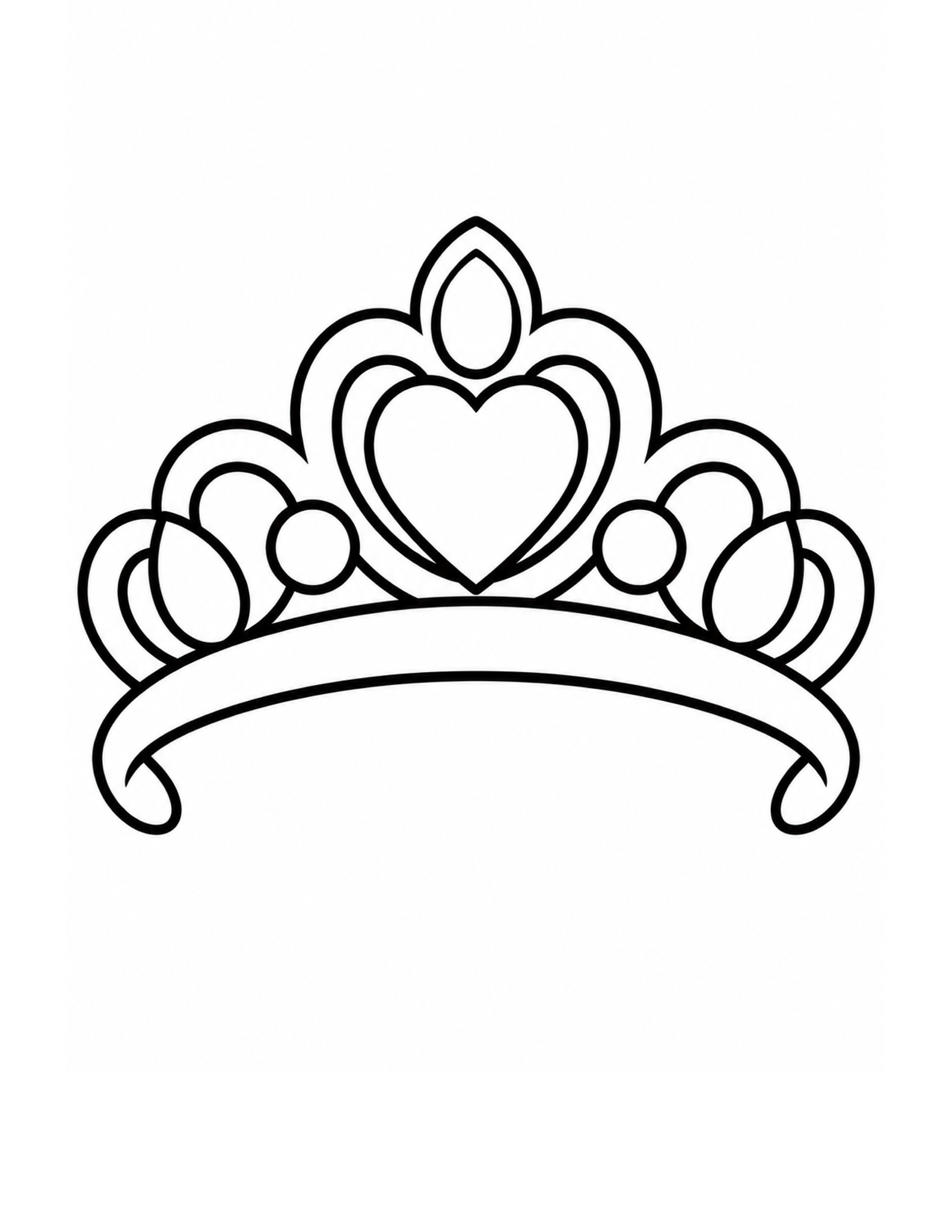 Free printable heart jewel tiara coloring page