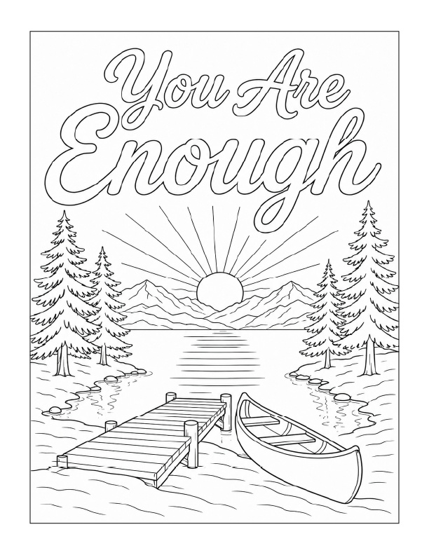 Free printable You Are Enough coloring page