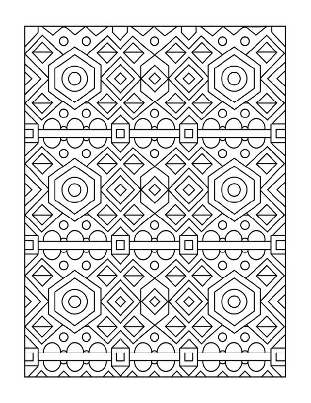 Free printable geometric hexagon tile pattern coloring page
