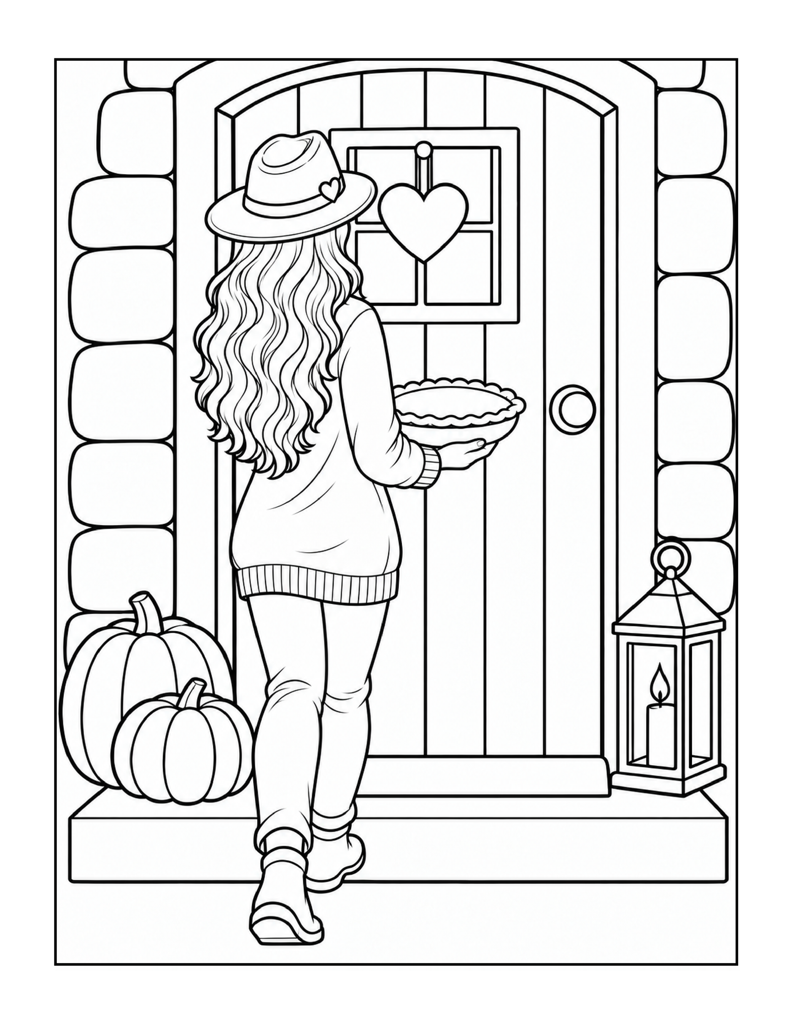 Free printable home for thanksgiving coloring page