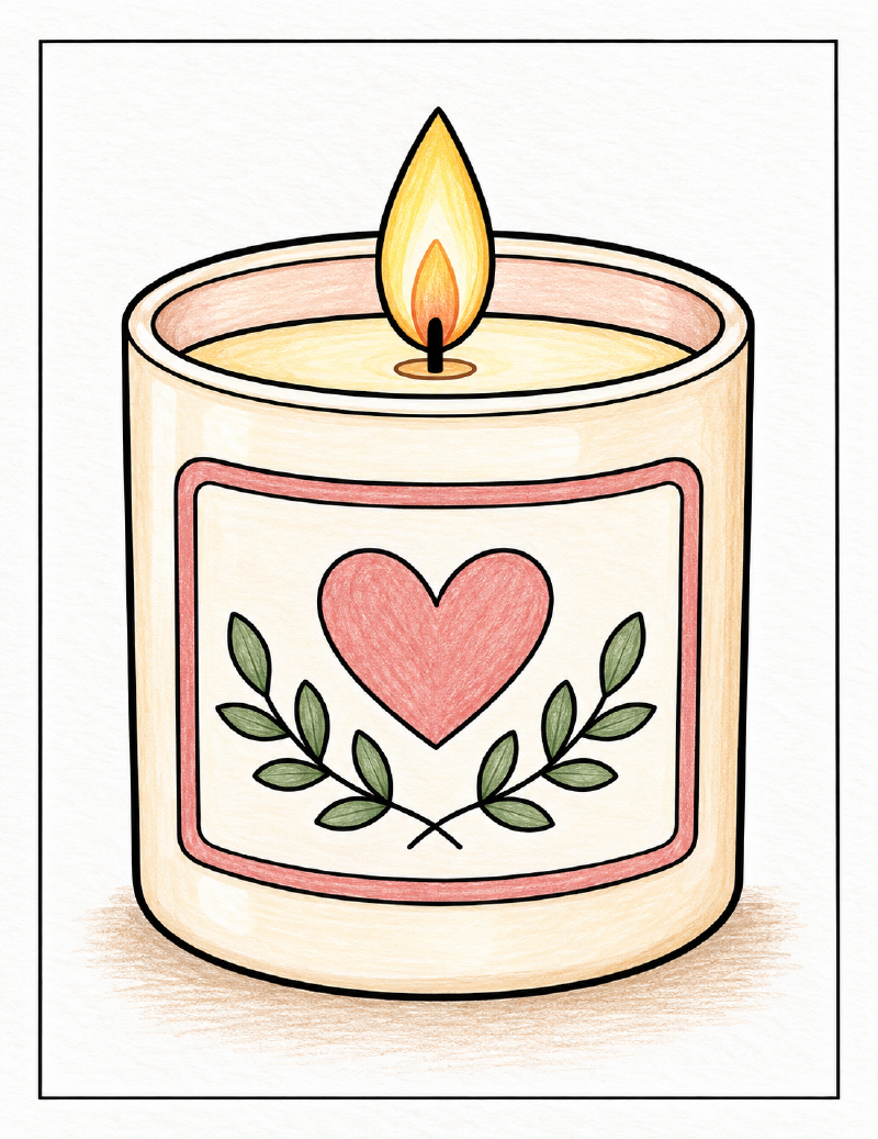 Finished colored easy candle coloring page